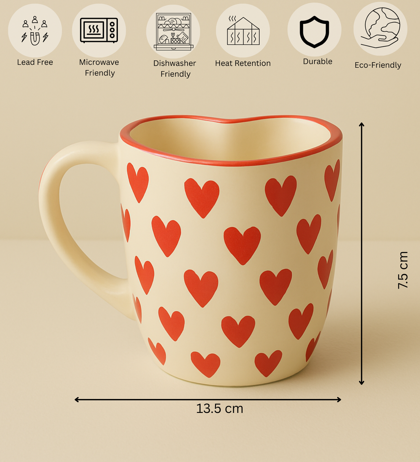 Handmade Love Notes Mug & Dish Set – Heart-Shaped Ceramic Gift Duo