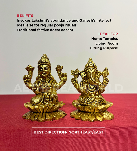 Brass Laxmi Ganesh Idol Set – 100% Pure Brass