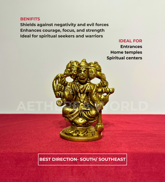 Brass Panchmukhi Hanuman Idol – 100% Pure Brass