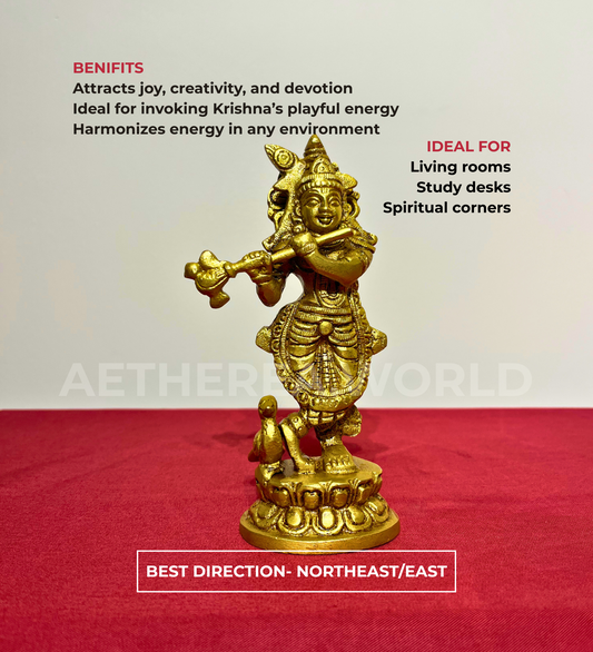 Brass Krishna Idol – 100% Pure Brass