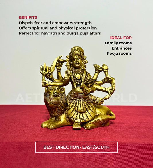 Brass Sherawali Maa Idol – 100% Pure Brass