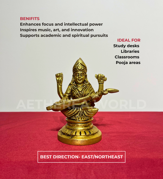 Brass Saraswati Maa Idol – 100% Pure Brass