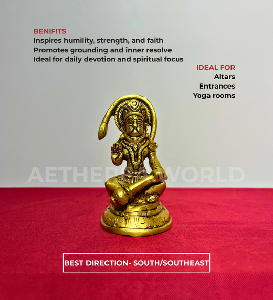 Brass Sitting Hanuman Idol – 100% Pure Brass