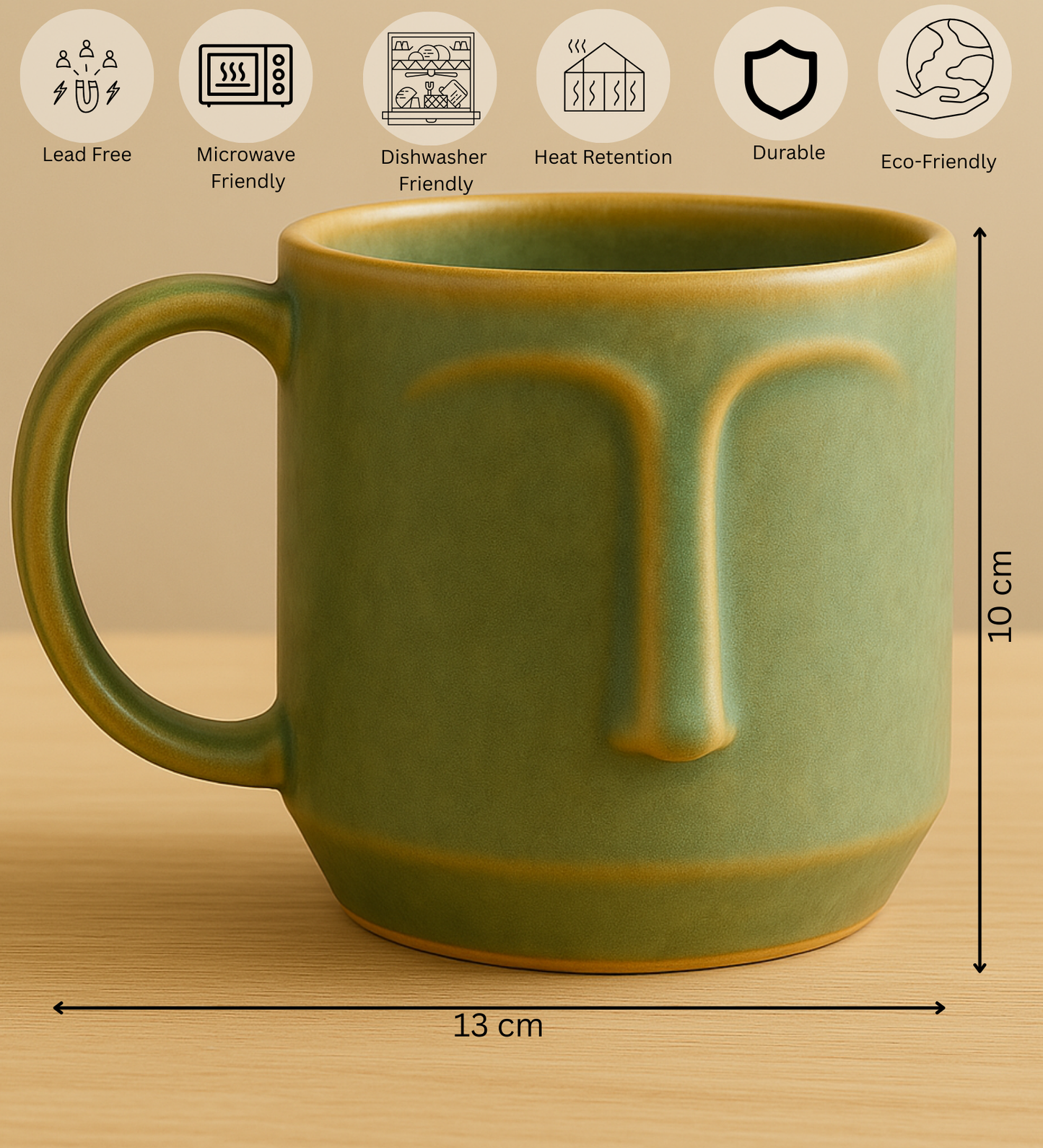 Arto Face Mug – Handmade Ceramic Mug with Abstract Minimalist Design
