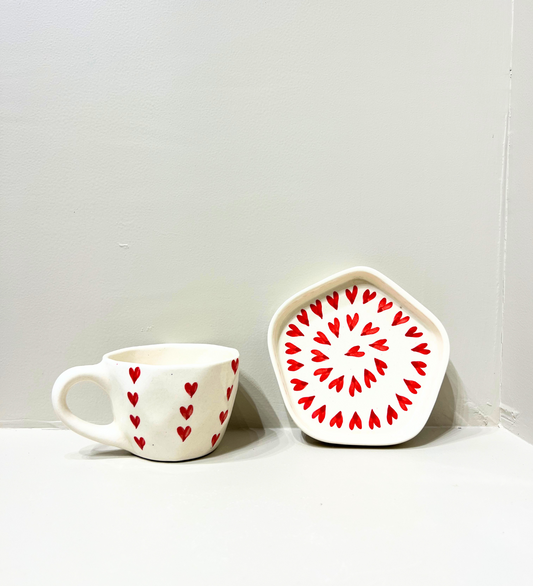 Love Brew – Handcrafted Ceramic Mug & Plate Set