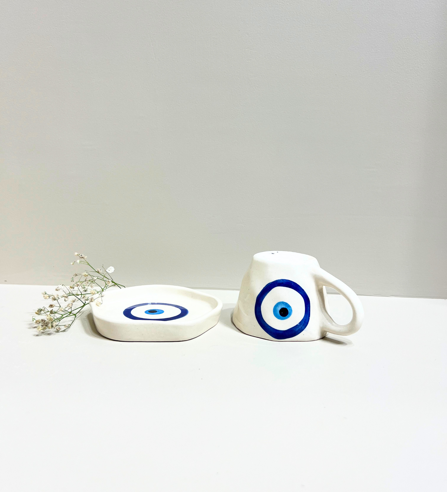 Midnight Nazar – Evil Eye Ceramic Mug & Plate Set