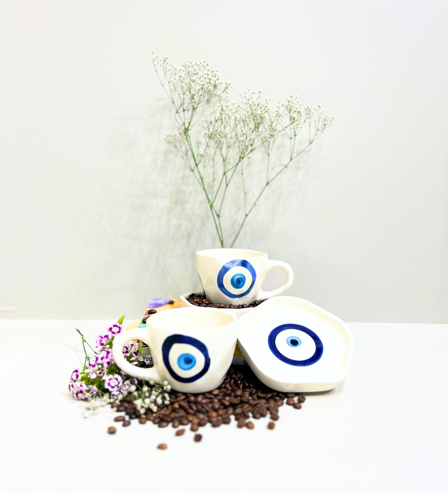 Midnight Nazar – Evil Eye Ceramic Mug & Plate Set
