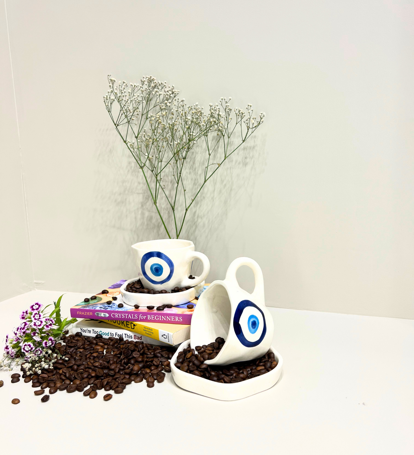 Midnight Nazar – Evil Eye Ceramic Mug & Plate Set