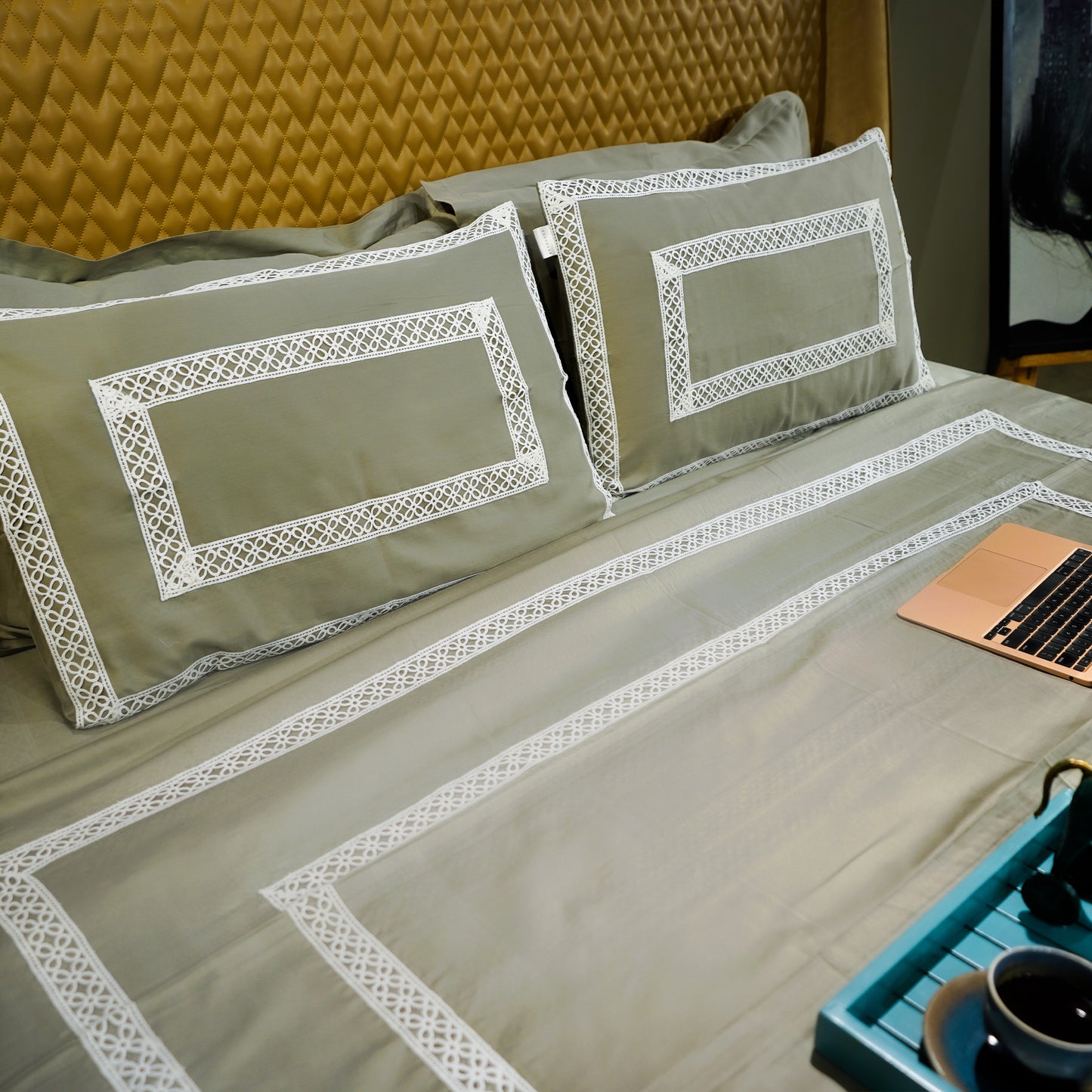 Mystic Moss Cotton Bloom 300 TC|500 TC Bed Set