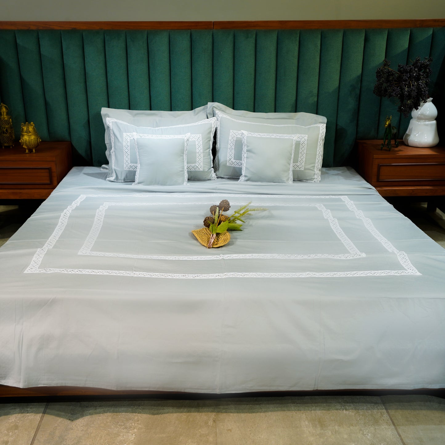 Silver Mist Cotton Bloom 300 TC|500 TC Bed Set