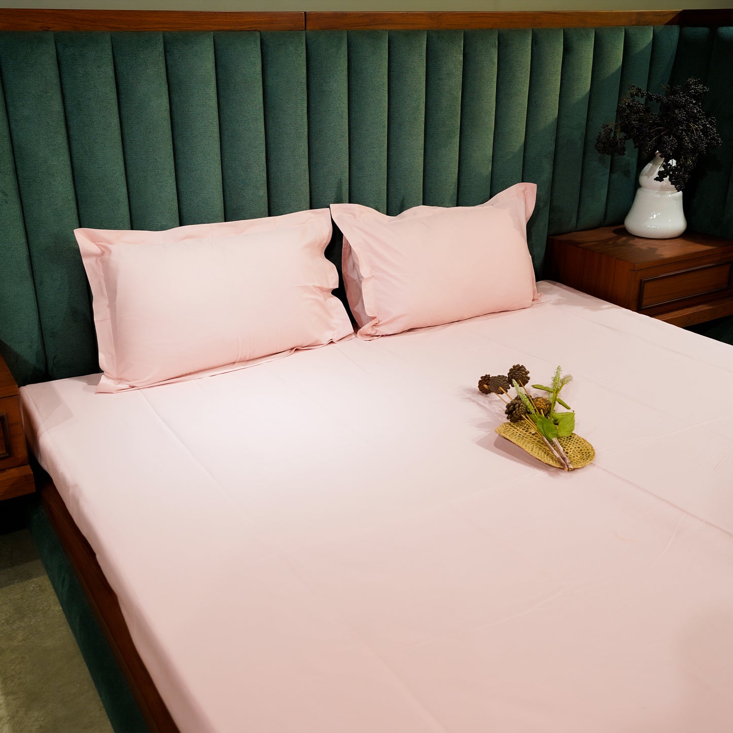 Baby Pink pure cotton flat bed sheet for king/queen/single bed – breathable, soft, skin-friendly & fade-resistant bedding for Indian homes.
