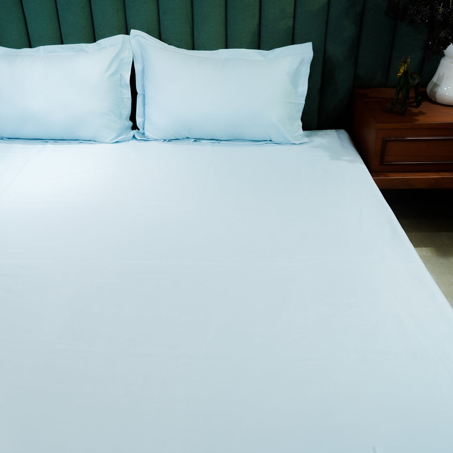 Baby Blue pure cotton flat bed sheet for king/queen/single bed – breathable, soft, skin-friendly & fade-resistant bedding for Indian homes.