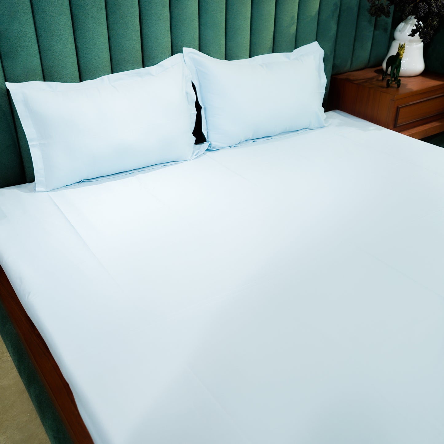 Baby Blue pure cotton flat bed sheet for king/queen/single bed – breathable, soft, skin-friendly & fade-resistant bedding for Indian homes.