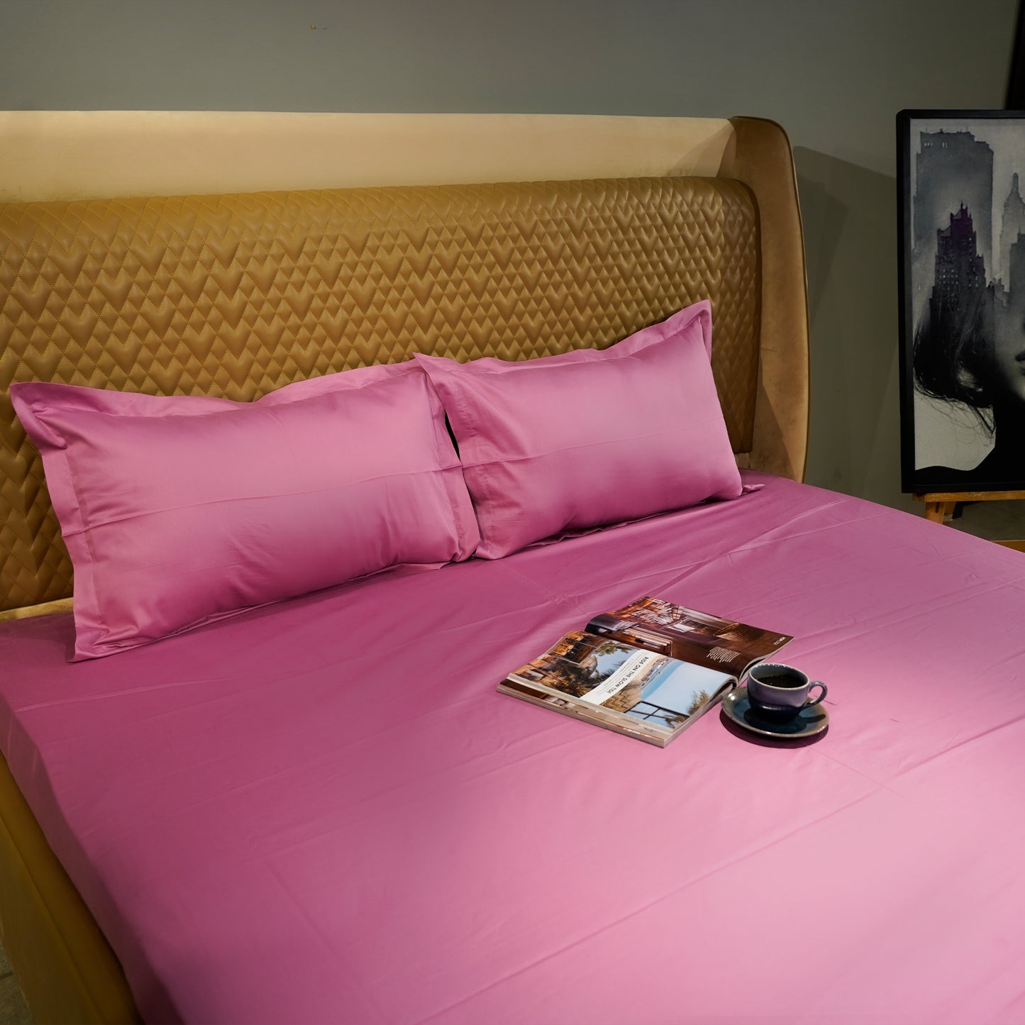 Pink pure cotton flat bed sheet for king/queen/single bed – breathable, soft, skin-friendly & fade-resistant bedding for Indian homes.