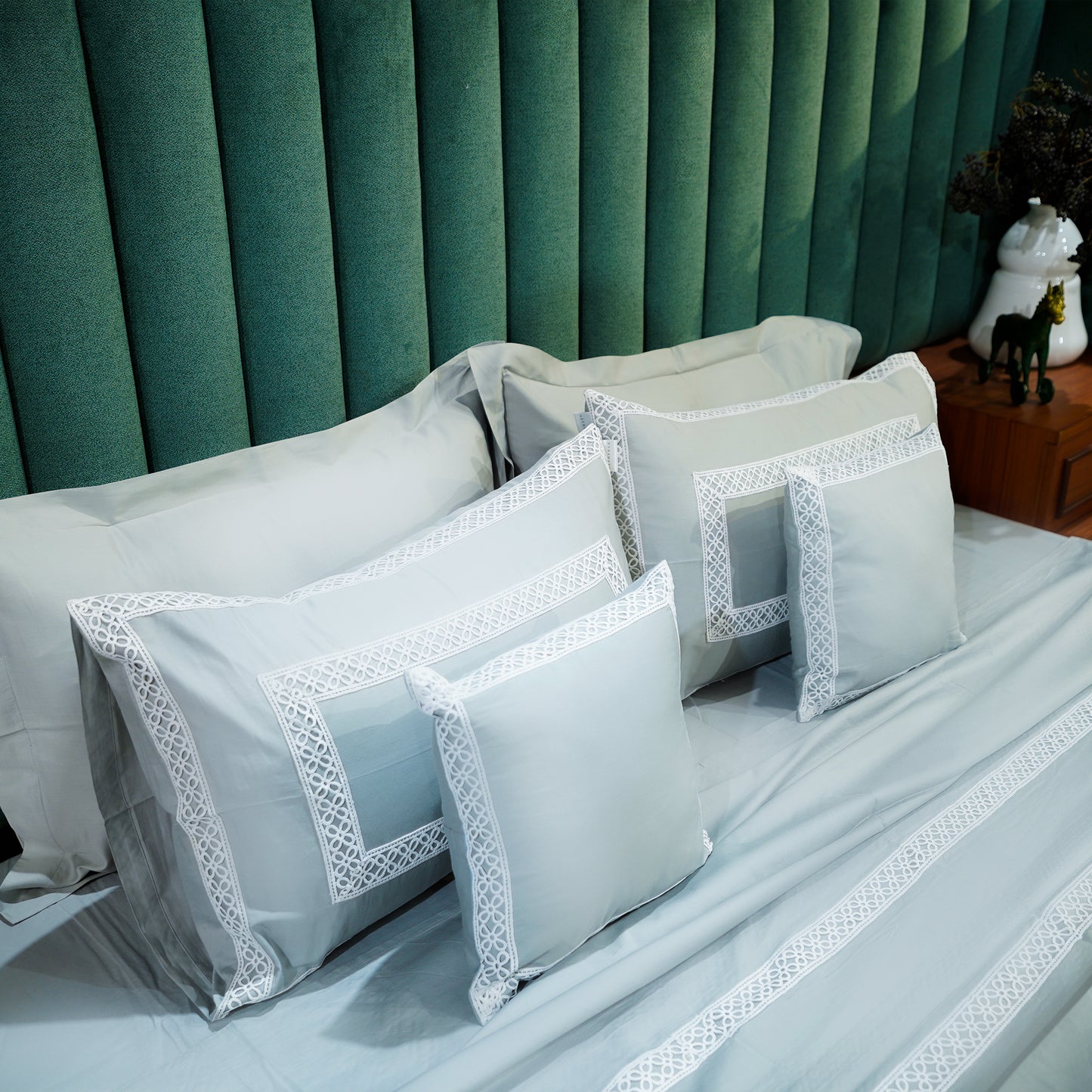 Silver Mist Cotton Bloom 300 TC|500 TC Bed Set