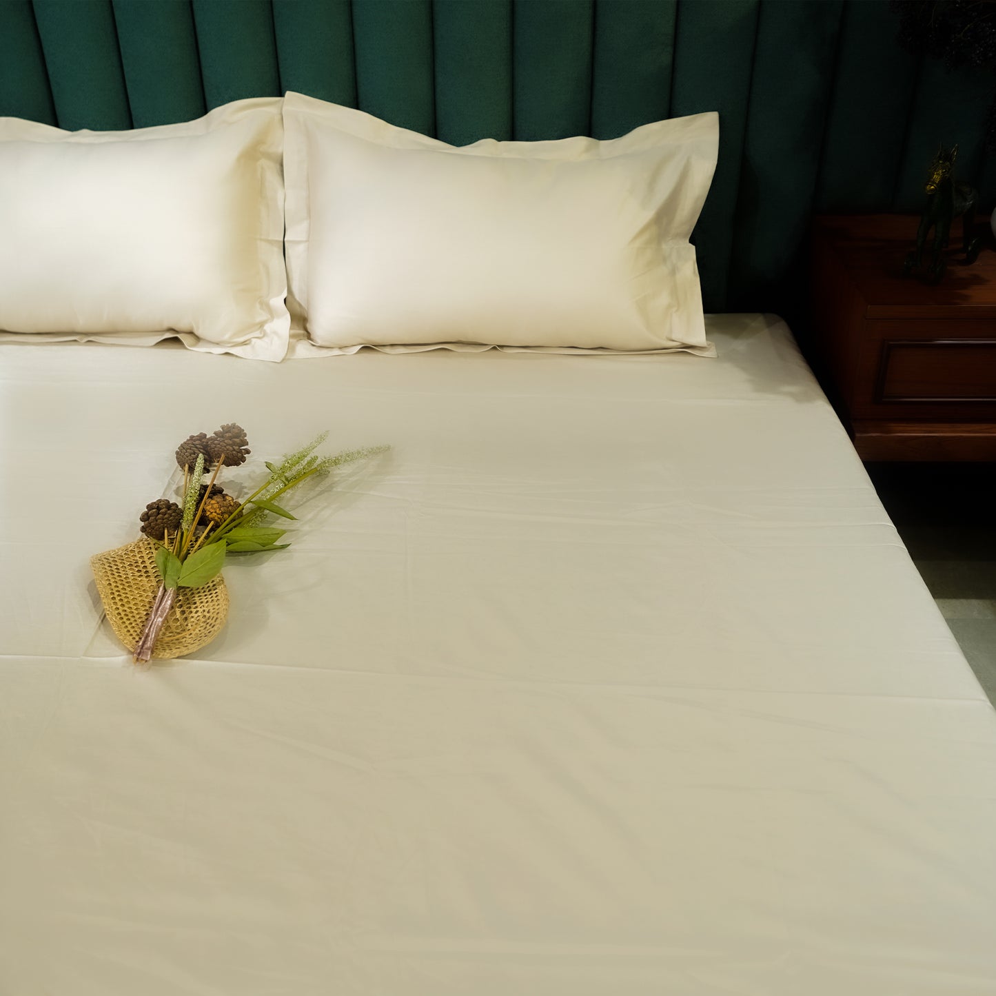 Beige pure cotton flat bed sheet for king/queen/single bed – breathable, soft, skin-friendly & fade-resistant bedding for Indian homes.