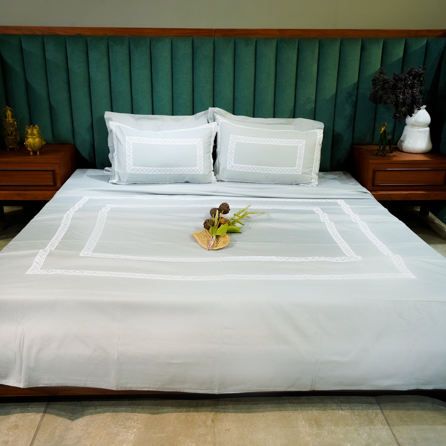 Silver Mist Cotton Bloom 300 TC|500 TC Bed Set