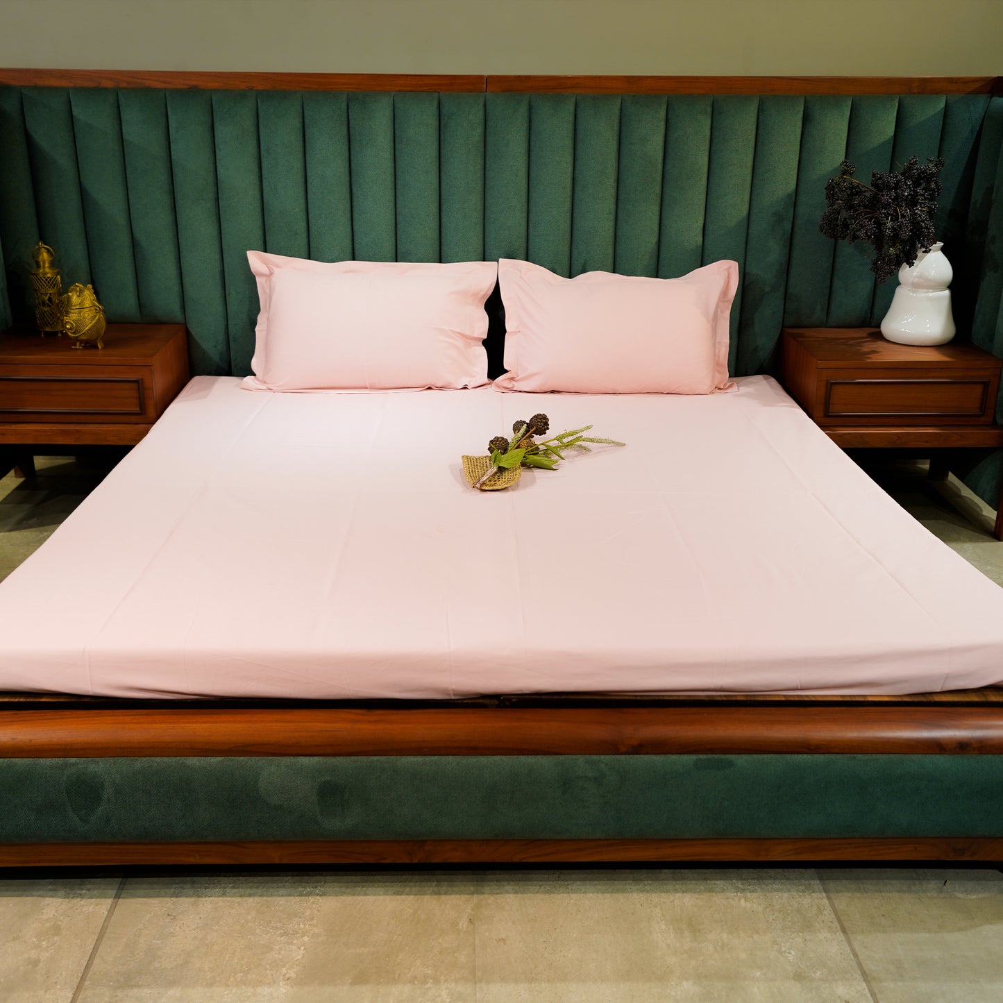 Baby Pink pure cotton flat bed sheet for king/queen/single bed – breathable, soft, skin-friendly & fade-resistant bedding for Indian homes.