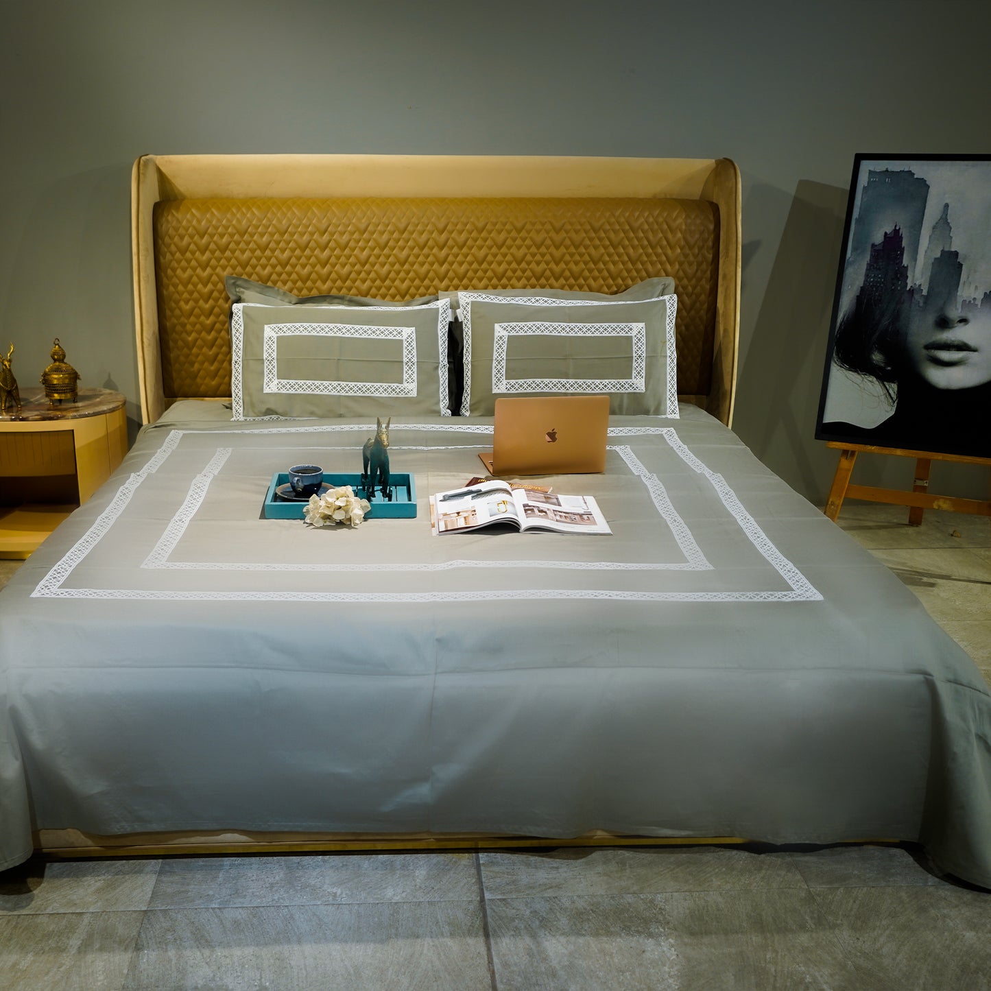 Mystic Moss Cotton Bloom 300 TC|500 TC Bed Set