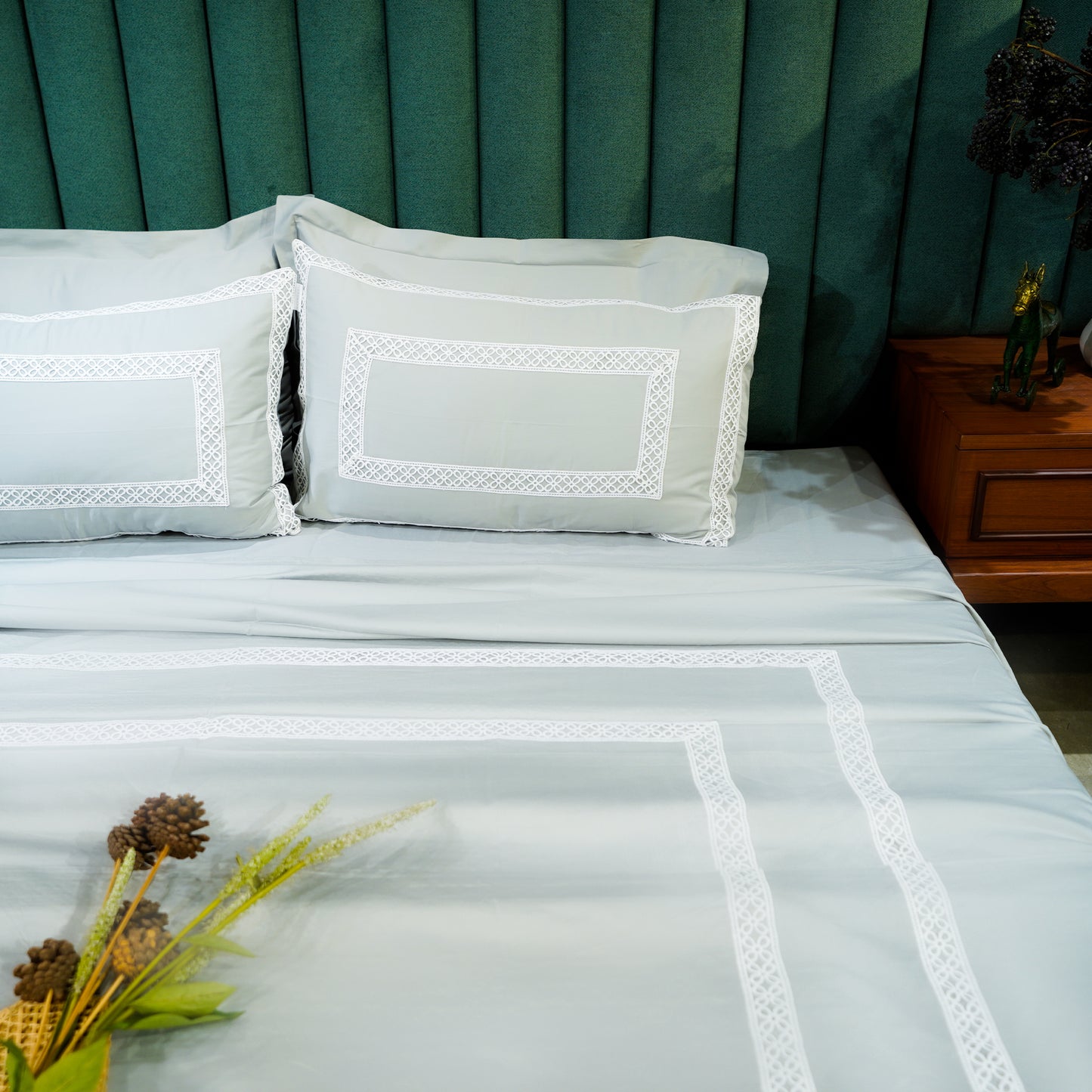 Silver Mist Cotton Bloom 300 TC|500 TC Pillow Cover
