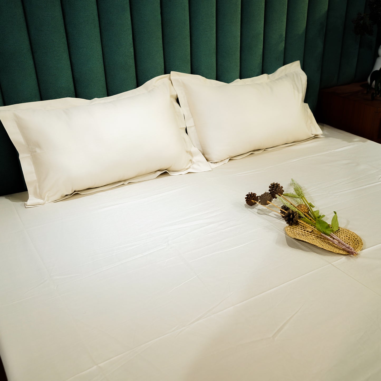 Beige pure cotton flat bed sheet for king/queen/single bed – breathable, soft, skin-friendly & fade-resistant bedding for Indian homes.
