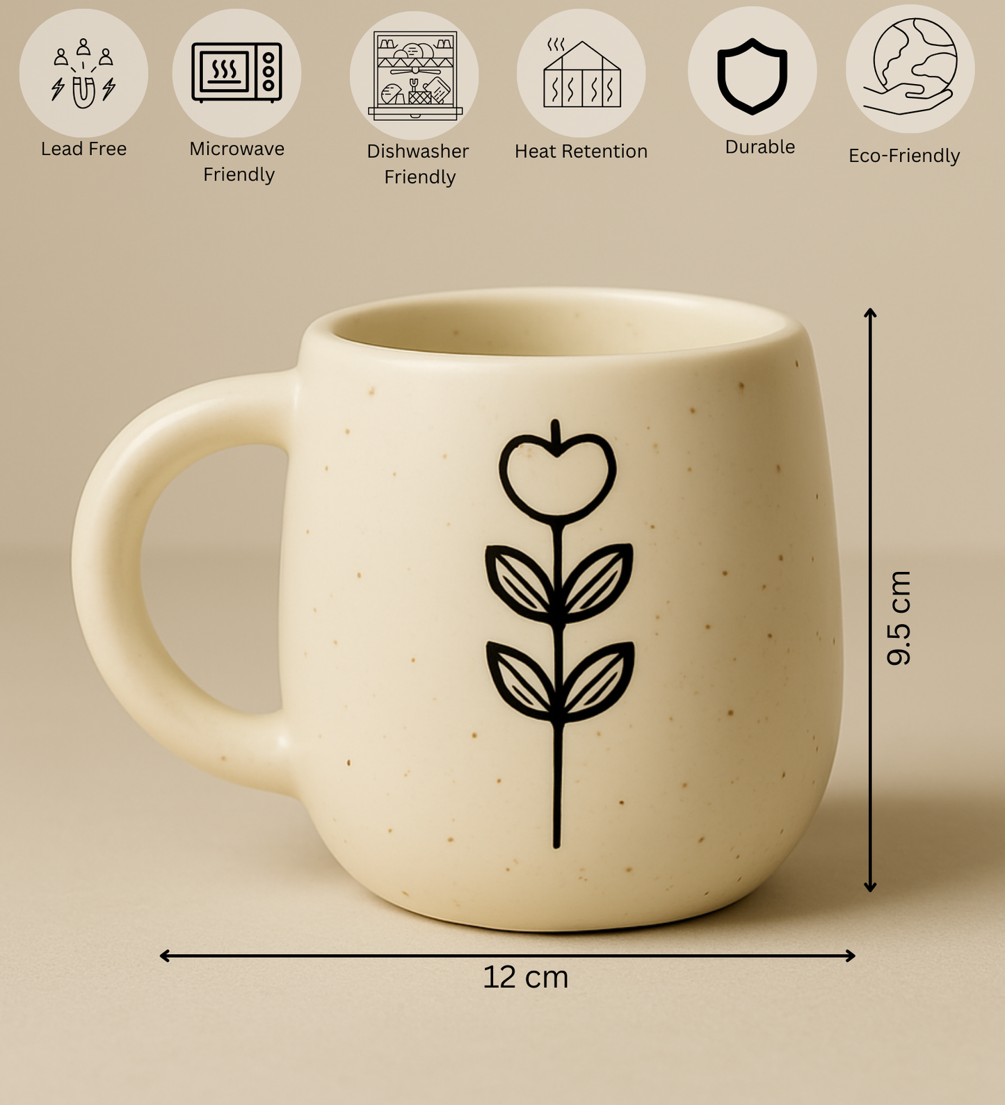 The Stillness Mug – Handcrafted Ceramic with Minimal Botanical Art