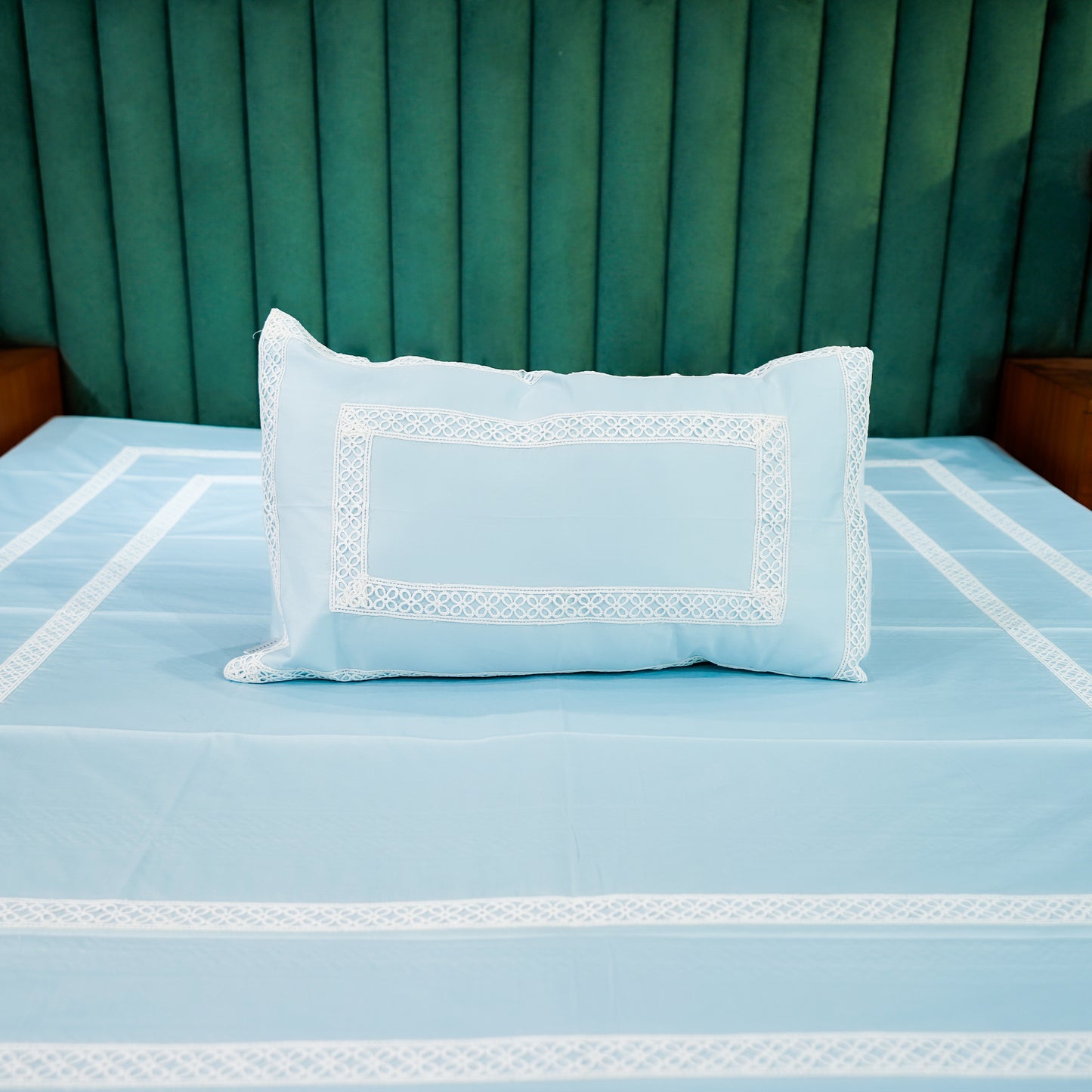 Azure Whisper Cotton Bloom 300 TC|400 TC|500 TC Pillow Cover