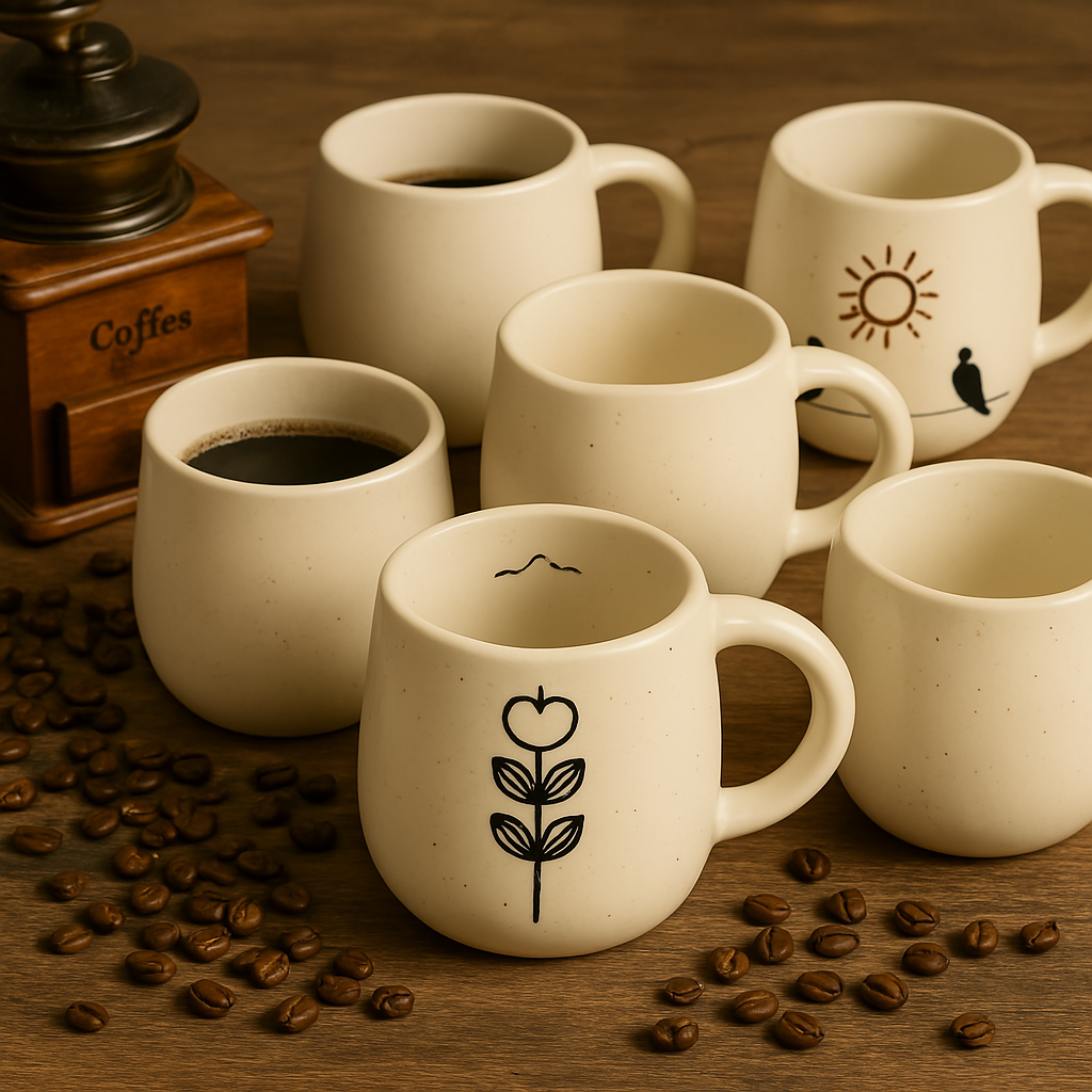 The Stillness Mug – Handcrafted Ceramic with Minimal Botanical Art