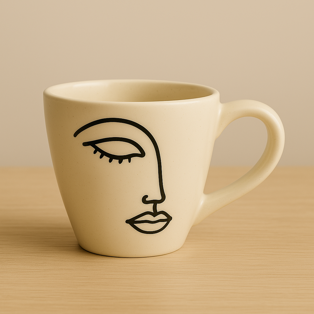 Muse in Clay – Handcrafted Line Art Cup