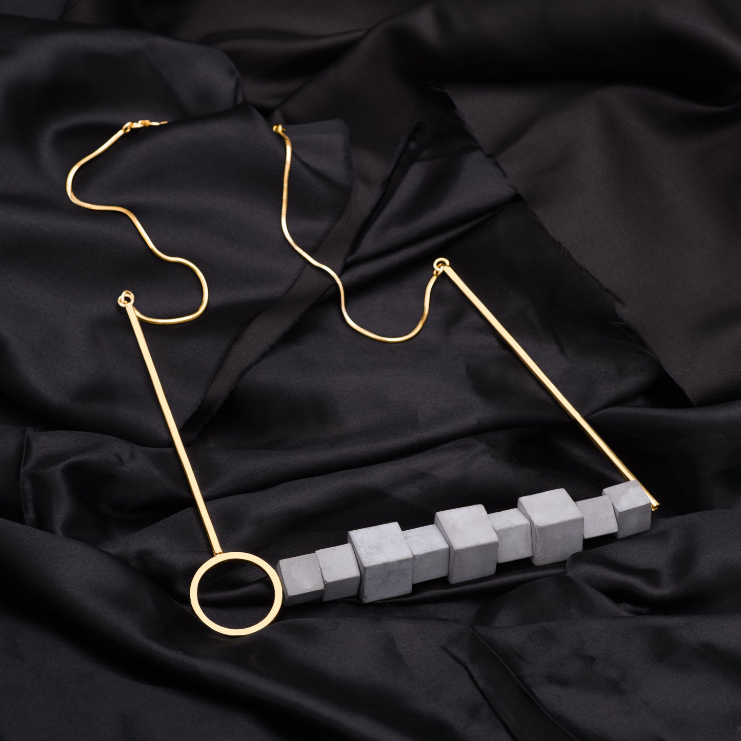 90 Degree Necklace – Sculpted Angles in Antique Gold