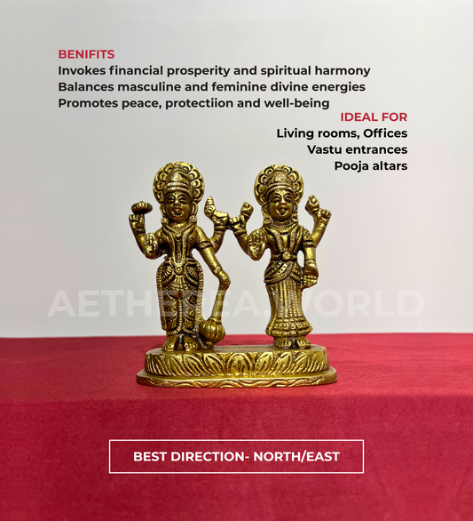 Brass Standing Vishnu Laxmi Idol – 100% Pure Brass