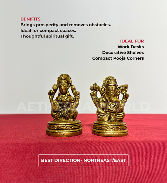 Small Brass Laxmi Ganesh Idol Set – 100% Pure Brass