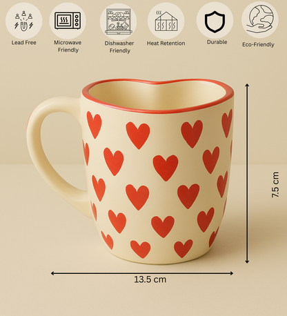 Handmade Love Notes Mug & Dish Set – Heart-Shaped Ceramic Gift Duo