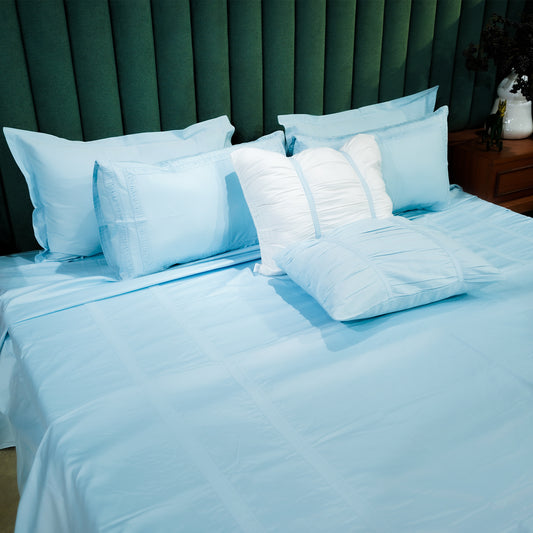 Azure Whisper Opulent Edge 300 TC|400 TC|500 TC Designer Bed Sheet