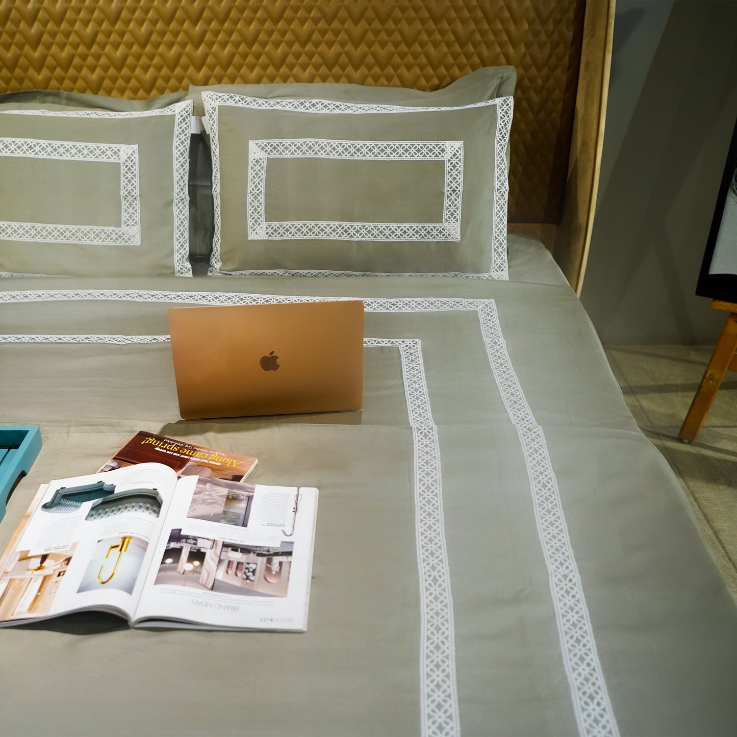 Mystic Moss Cotton Bloom 300 TC|500 TC Designer Bed Sheet