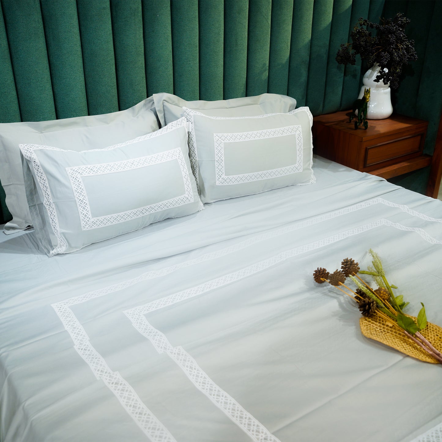 Mystic Moss Cotton Bloom 300 TC|500 TC Designer Bed Sheet