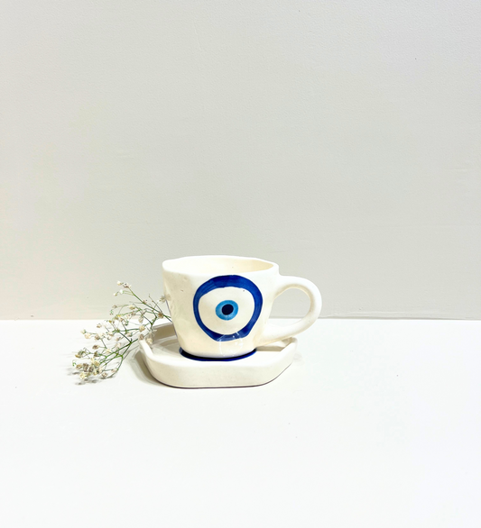 Midnight Nazar – Evil Eye Ceramic Mug & Plate Set