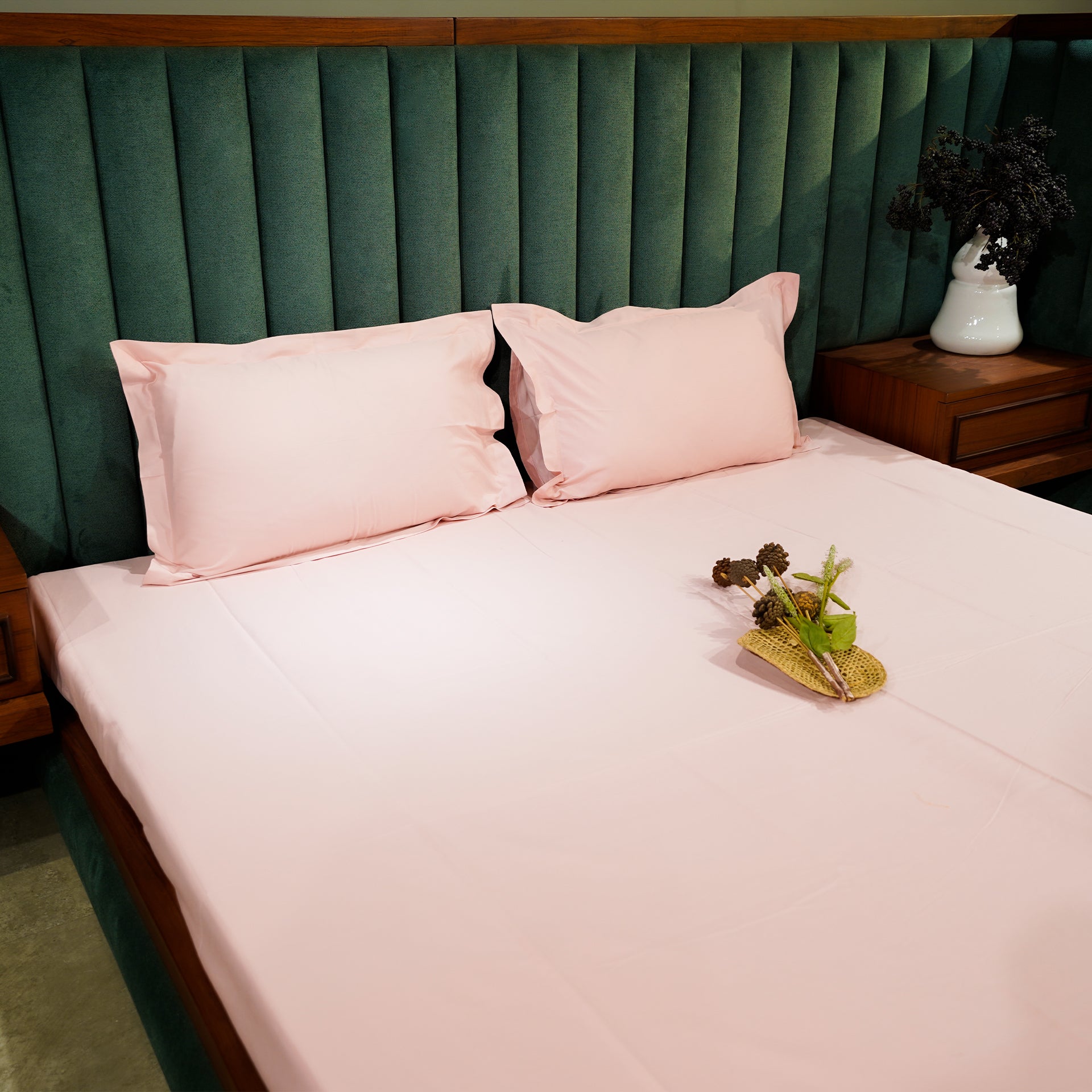 Baby Pink pure cotton flat bed sheet for king/queen/single bed – breathable, soft, skin-friendly & fade-resistant bedding for Indian homes.