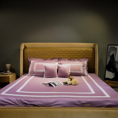Misty Mauve Cotton Bloom 300 TC|500 TC Bed Set