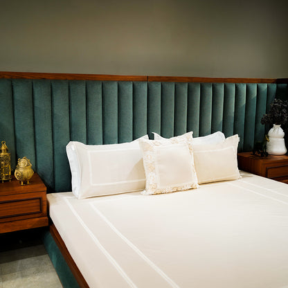 Majestic Sapphire Trimmed Bliss 300 TC|500 TC Designer Bed Sheet