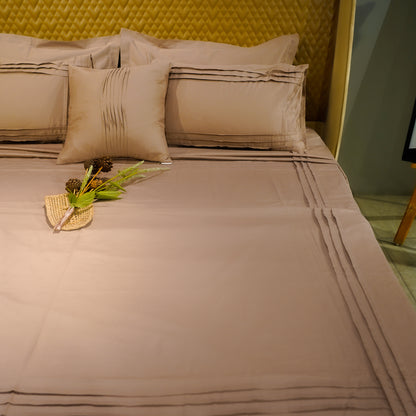 Mocha Bliss Classic Charm 500 TC Designer Bed Sheet