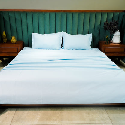Baby Blue pure cotton flat bed sheet for king/queen/single bed – breathable, soft, skin-friendly & fade-resistant bedding for Indian homes.