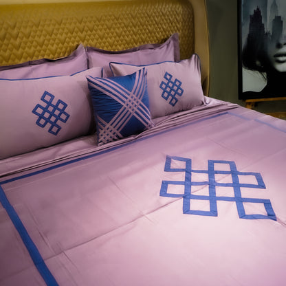 Misty Mauve Abstract Fusion 300 TC|500 TC Bed Set
