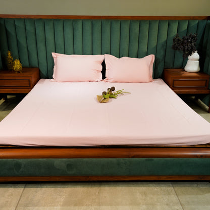 Baby Pink pure cotton flat bed sheet for king/queen/single bed – breathable, soft, skin-friendly & fade-resistant bedding for Indian homes.