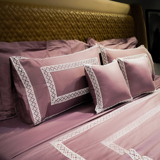 Misty Mauve Cotton Bloom 300 TC|500 TC Pillow Cover