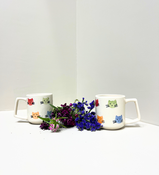 Purrfect Companions – Hand-Painted Kitty Face Mug