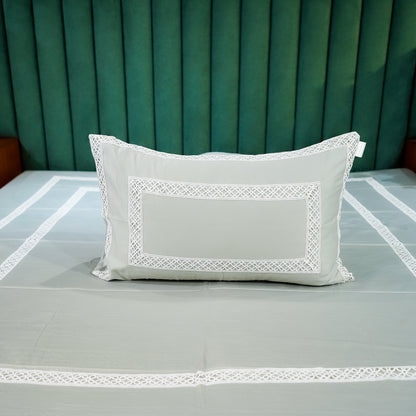 Silver Mist Cotton Bloom 300 TC|500 TC Designer Bed Sheet