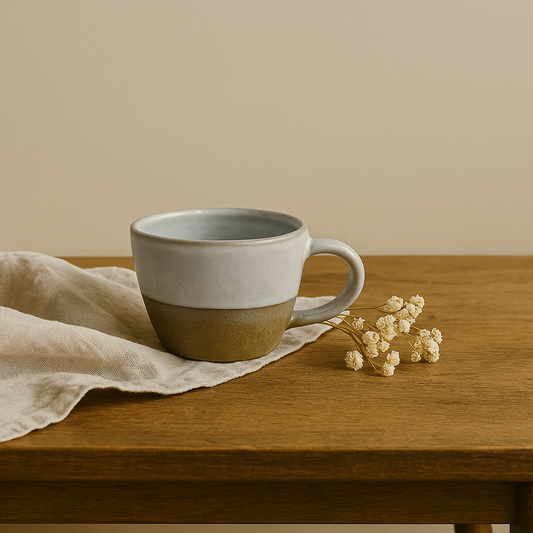 Nordic Claystone Ceramic Cup – Matte Glaze with Natural Sandstone Base