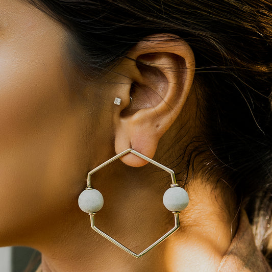 Honeycomb Earrings – Geometric Grace in Gold