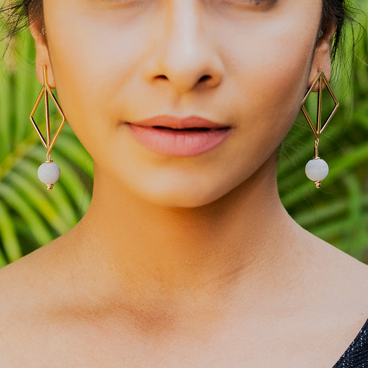 Rhombus Matte Gold Earrings – Angular Grace in Motion